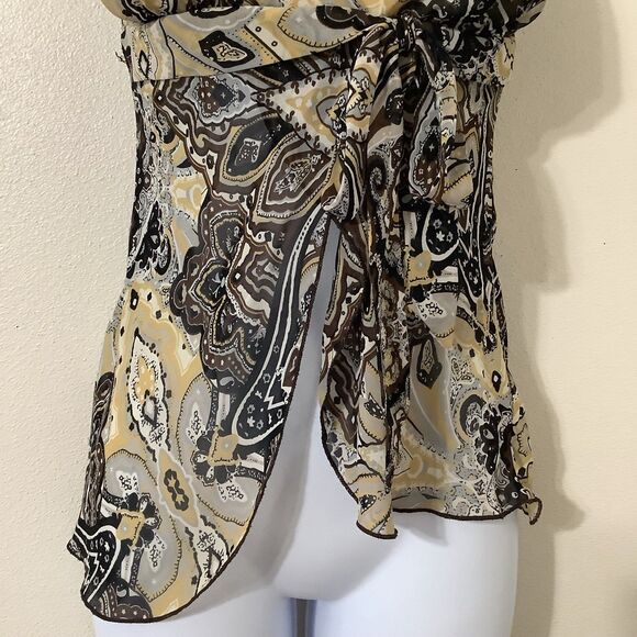 Vintage Y2K Fairycore Fairy Grunge Paisley Asymmetrical Sheer Babydoll Top S - Picture 3 of 8